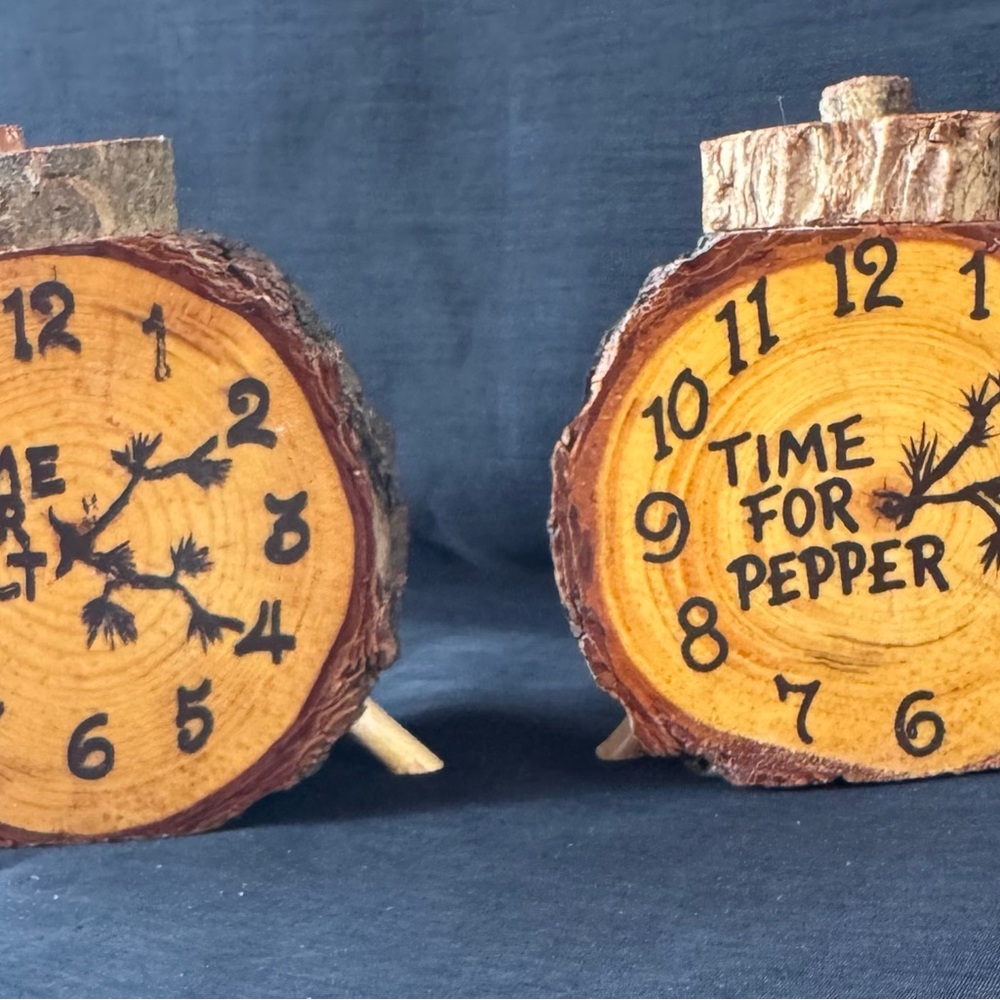 Rustic Wood Slice Clock with Black Numerals